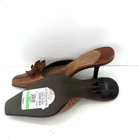 Linea Paolo women’s leather animal print flower heels mule shoes - Picture 7 of 8